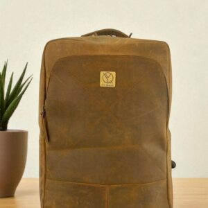 Ya Qalbi Unisex Compression Straps Geniune Leather Backpack