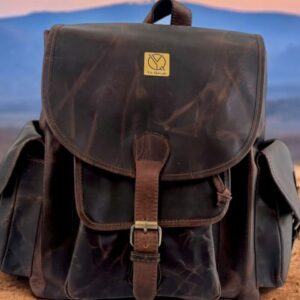 Ya Qalbi Unisex Leather Up to 23 Litres Backpack with Compression Straps
