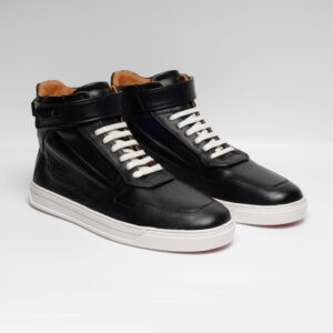 ZEESH Men Round Toe Lightweight Leather Sneakers